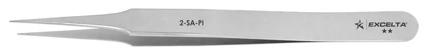 Excelta 2-SA-PI ★★ Italian-Made Anti-Magnetic Stainless Steel Tweezer with Straight, Tapered, Fine Precision Pointed Tips, 4.75" OAL