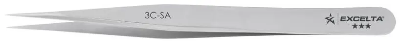 Excelta 3C-SA ★★★ Swiss-Made Neverust® Anti-Magnetic Stainless Steel Tweezer with Straight, Very Fine Pointed Tips, 4.25" OAL
