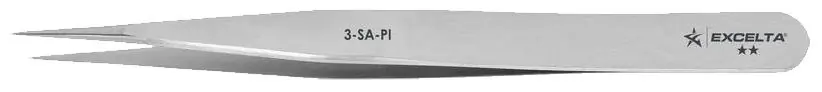 Excelta 3-SA-PI ★★ Italian-Made Anti-Magnetic Stainless Steel Tweezer with Straight, Very Fine Pointed Tips, 4.75" OAL