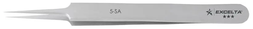 Excelta 5-SA ★★★ Italian-Made Neverust® Anti-Magnetic Stainless Steel Tweezer with Straight, Tapered, Ultra Fine Pointed Tips, 4.25" OAL