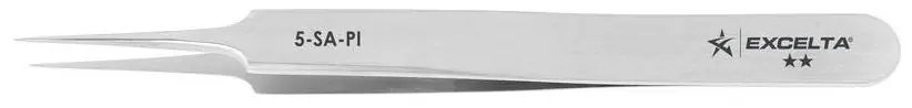 Excelta 5-SA-PI ★★ Italian-Made Anti-Magnetic Stainless Steel Tweezer with Straight, Tapered, Ultra Fine Pointed Tips, 4.25" OAL