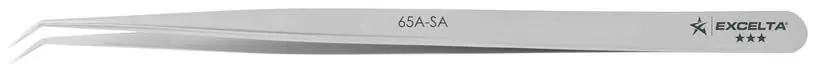 Excelta 65A-SA ★★★ Neverust® Stainless Steel Tweezer with Long, Slender Body & 45° Bent, Oblique, Fine Slim, Pointed Tips