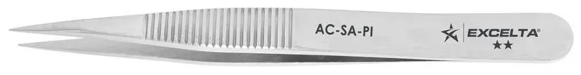 Excelta AC-SA-PI ★★ Italian-Made Anti-Magnetic Stainless Steel Tweezer with Straight, Blunt, Strong Pointed Tips, 4.25" OAL
