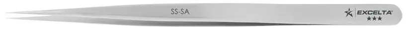 Excelta SS-SA ★★★ Swiss-Made Neverust® Anti-Magnetic Stainless Steel Tweezer with Straight, Slim, Very Fine Pointed Tips, 5.5" OAL