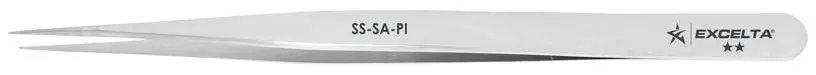 Excelta SS-SA-PI ★★ Italian-Made Anti-Magnetic Stainless Steel Tweezer with Straight, Slim, Very Fine Pointed Tips, 5.5" OAL