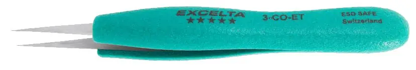 Excelta 3-CO-ET ★★★★★ ESD-Safe Cobaltima® Tweezer with Ergo-Tweeze® Handle & Straight, Very Fine, Pointed, 0.003" Wide Tips