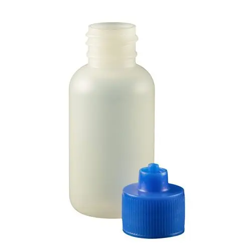 Jensen Global JG1.0BC-B Boston Round LDPE Bottle with Blue Luer Lock Cap, 1 oz. (Bag of 10)