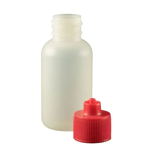 Jensen Global JG1.0BC-R Boston Round LDPE Bottle with Red Luer Lock Cap, 1 oz. (Bag of 10)