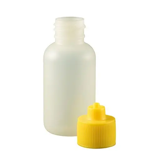Jensen Global JG1.0BC-Y Boston Round LDPE Bottle with Yellow Luer Lock Cap, 1 oz. (Bag of 10)