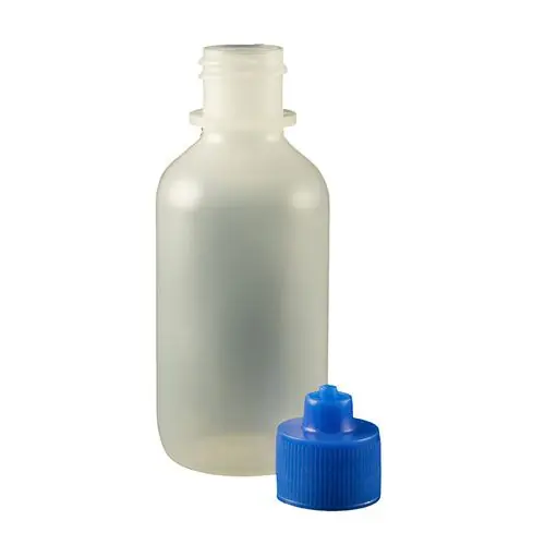 Jensen Global JG2.0BC-B Boston Round LDPE Bottle with Blue Luer Lock Cap, 2 oz. (Bag of 10)