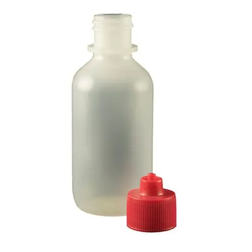 Jensen Global JG2.0BC-R Boston Round LDPE Bottle with Red Luer Lock Cap, 2 oz. (Bag of 10)