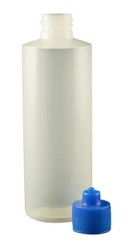 Jensen Global JG4.0BC-B Boston Round LDPE Bottle with Blue Luer Lock Cap, 4 oz. (Bag of 10)