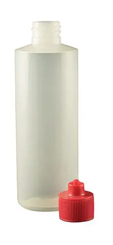 Jensen Global JG4.0BC-R Boston Round LDPE Bottle with Red Luer Lock Cap, 4 oz. (Bag of 10)