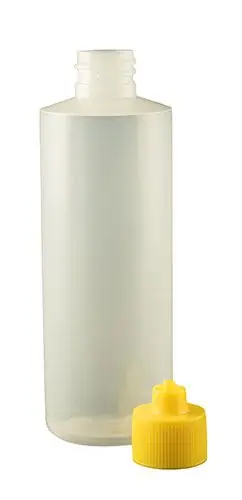 Jensen Global JG4.0BC-Y Boston Round LDPE Bottle with Yellow Luer Lock Cap, 4 oz. (Bag of 10)