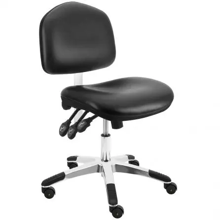 Lissner Washington Series Desk Height Cleanroom ESD Chair with Large Seat, Back & Aluminum Base, Vinyl