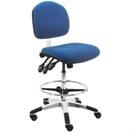 Lissner Lincoln Series Bench Height ESD Chair with Aluminum Base, Fabric