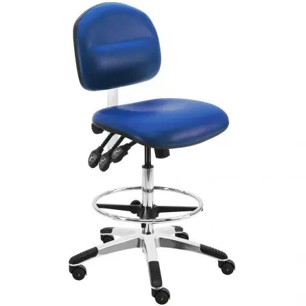Lissner Lincoln Series Bench Height ESD Chair with Aluminum Base, Vinyl