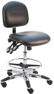 Lissner Lincoln Series Bench Height Cleanroom Chair with Aluminum Base, Vinyl