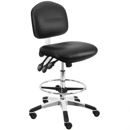 Lissner Lincoln Series Bench Height Cleanroom ESD Chair with Aluminum Base, Vinyl