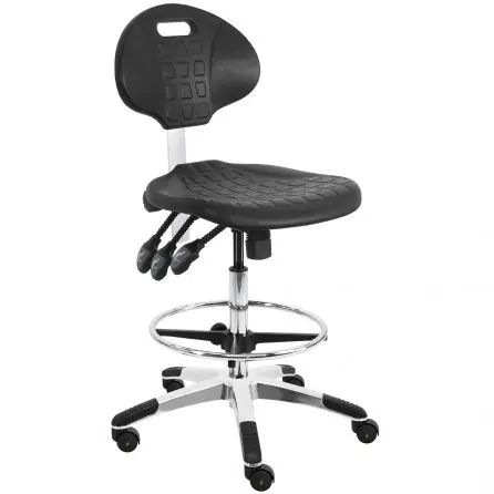 Lissner Bench Height Cleanroom ESD Chair with Aluminum Base, Urethane