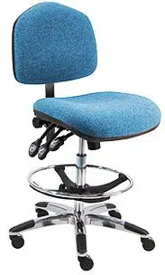 Lissner Washington Series Bench Height Chair with Large Seat, Back & Aluminum Base, Fabric