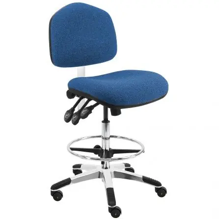 Lissner Washington Series Bench Height ESD Chair with Large Seat, Back & Aluminum Base, Fabric