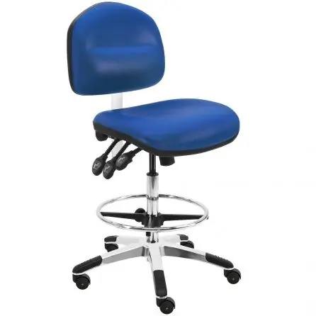 Lissner Washington Series Bench Height ESD Chair with Large Seat, Back & Aluminum Base, Vinyl