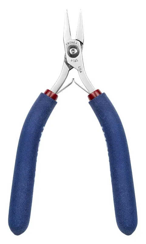 Tronex P745 Flat Nose Pliers with Short, Smooth Jaw, Wide Tips & Long Ergonomic Handles, 6" OAL