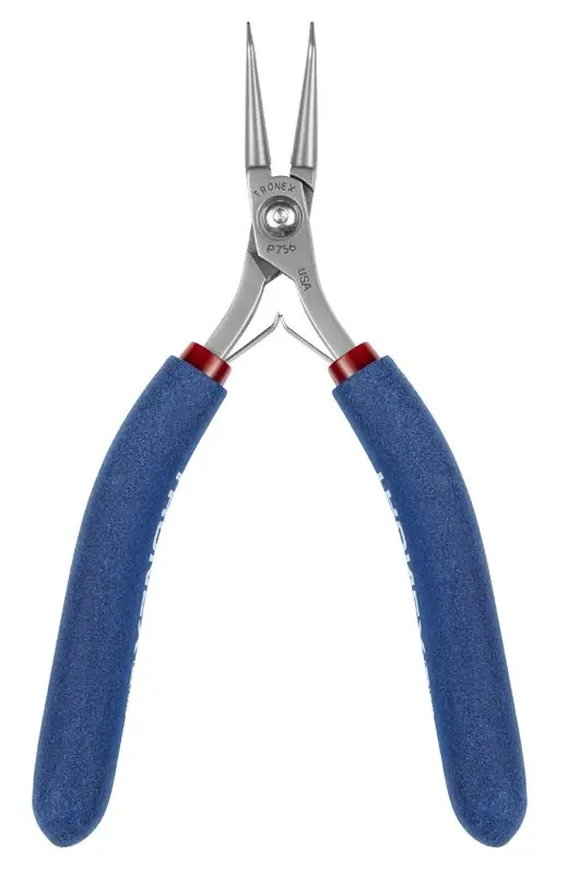 Tronex P756 Bent, Rounded Nose Pliers with 50° Angled Long Jaw, Very-Fine Tips & Long Ergonomic Handles, 6" OAL