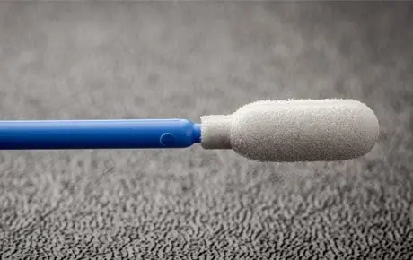 Foamtec HT1001 CleanWIPE® Foam Medium Cylinder Tip Swab with Flexible Polypropylene Handle, 6" OAL