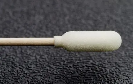 Foamtec HT1206 CleanWIPE® Foam Medium Bulb Tip Swab with Rigid Wood Handle, 6" OAL