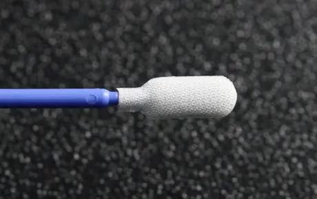 Foamtec HT1501FC-500 MiraSWAB® Microfiber/Foam Medium Cylinder Tip Swab with Flexible Polypropylene Handle, 6" OAL