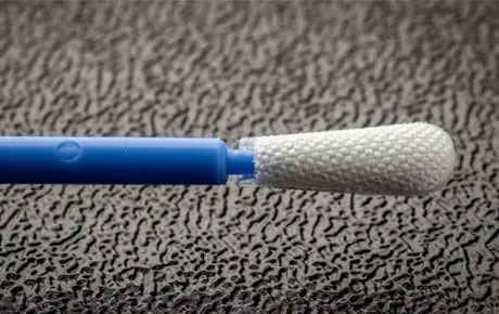 Foamtec HT1502FC-500 MiraSWAB® Microfiber/Foam Small Bulb Tip Swab with Semi-Flexible Polypropylene Handle, 3" OAL