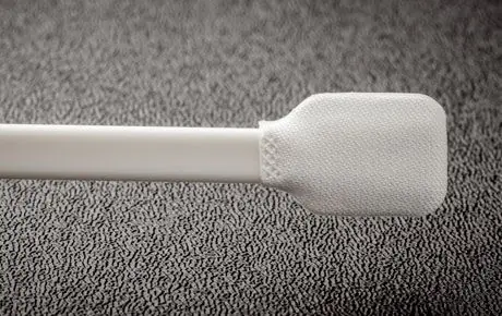 Foamtec HT1587TC-500 MiraSWAB® Microfiber/Polyester Large Square Paddle Tip Swab with Semi-Rigid Polypropylene Handle, 5" OAL