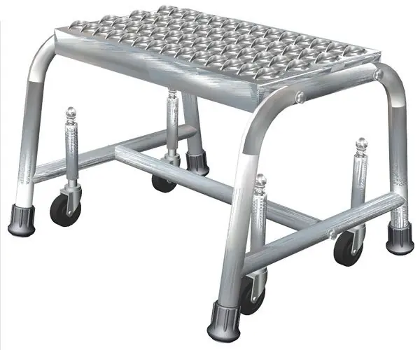 Ballymore SS1NG Stainless Steel Spring Loaded Ladder with 1 Grated Step, No Rails, 18" x 20" x 12"