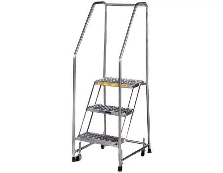 Ballymore SS320G Stainless Steel Spring Loaded Ladder with 3 Grated Steps, 20" x 25" x 58.5"