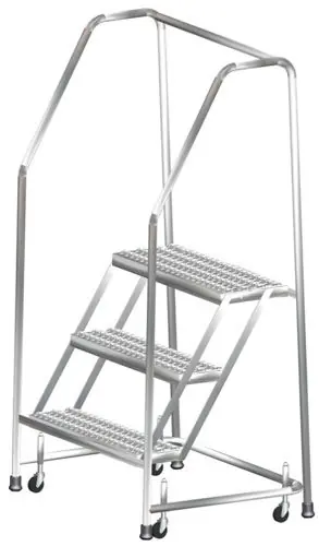 Ballymore SS330G Stainless Steel Spring Loaded Ladder with 3 Grated Steps, 30" x 25" x 58.5"