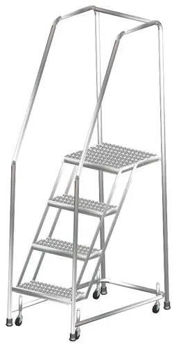 Ballymore SS420P Stainless Steel Spring Loaded Ladder with 4 Perforated Steps, 20" x 38" x 73"