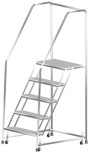 Ballymore SS530P Stainless Steel Spring Loaded Ladder with 5 Perforated Steps, 30" x 44" x 83"