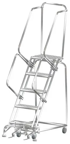 Ballymore SS052414G Stainless Steel Lockstep Ladder with 5 Grated Steps, 24" x 56" x 83"
