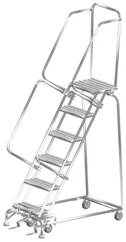 Ballymore SS062414G Stainless Steel Lockstep Ladder with 6 Perforated Steps, 24" x 52" x 93"