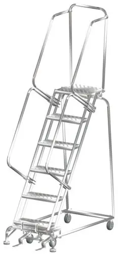 Ballymore SS062414P Stainless Steel Lockstep Ladder with 6 Grated Steps, 24" x 52" x 93"