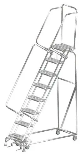 Ballymore SS082414G Stainless Steel Lockstep Ladder with 8 Grated Steps, 24" x 64" x 113"