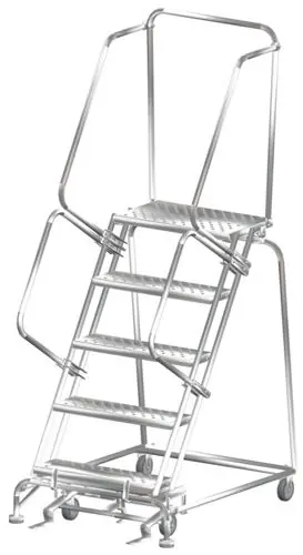 Ballymore SS053214G Stainless Steel Lockstep Ladder with 5 Grated Steps, 32" x 46" x 83"