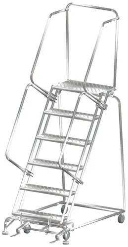 Ballymore SS063214P Stainless Steel Lockstep Ladder with 6 Perforated Steps, 32" x 52" x 93"