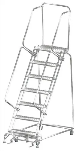 Ballymore SS073214P Stainless Steel Lockstep Ladder with 7 Perforated Steps, 32" x 58" x 103"