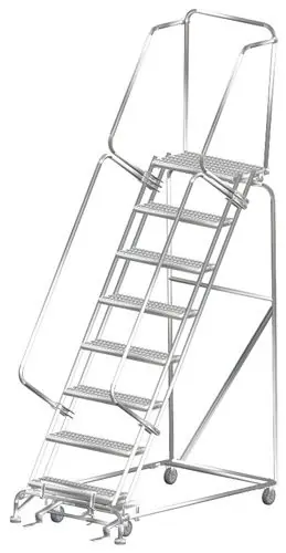 Ballymore SS083214G Stainless Steel Lockstep Ladder with 8 Grated Steps, 32" x 64" x 113"