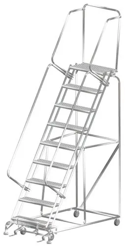 Ballymore SS093214G Stainless Steel Lockstep Ladder with 9 Grated Steps, 32" x 70" x 123"