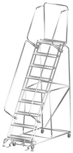 Ballymore SS093214P Stainless Steel Lockstep Ladder with 9 Perforated Steps, 32" x 70" x 123"