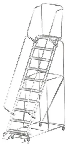 Ballymore SS103214P Stainless Steel Lockstep Ladder with 10 Perforated Steps, 32" x 76" x 133"